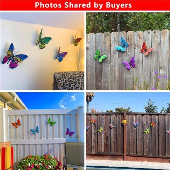 Metal Butterfly Wall Decor - 9.6" Outdoor Fence Wall Art Decor, Hanging Decor - Picture 5 of 7